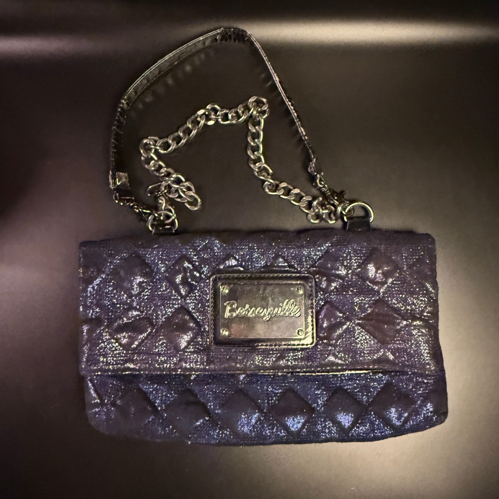 Betseyville Betsey Johnson Purple Quilted Metallic Faux Leather Bag Womens S